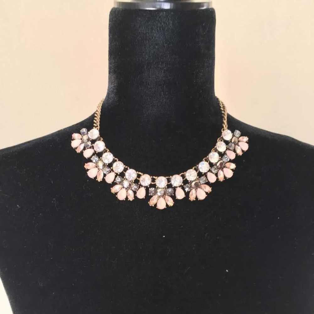Pink Sparkly Flower Statement Necklace